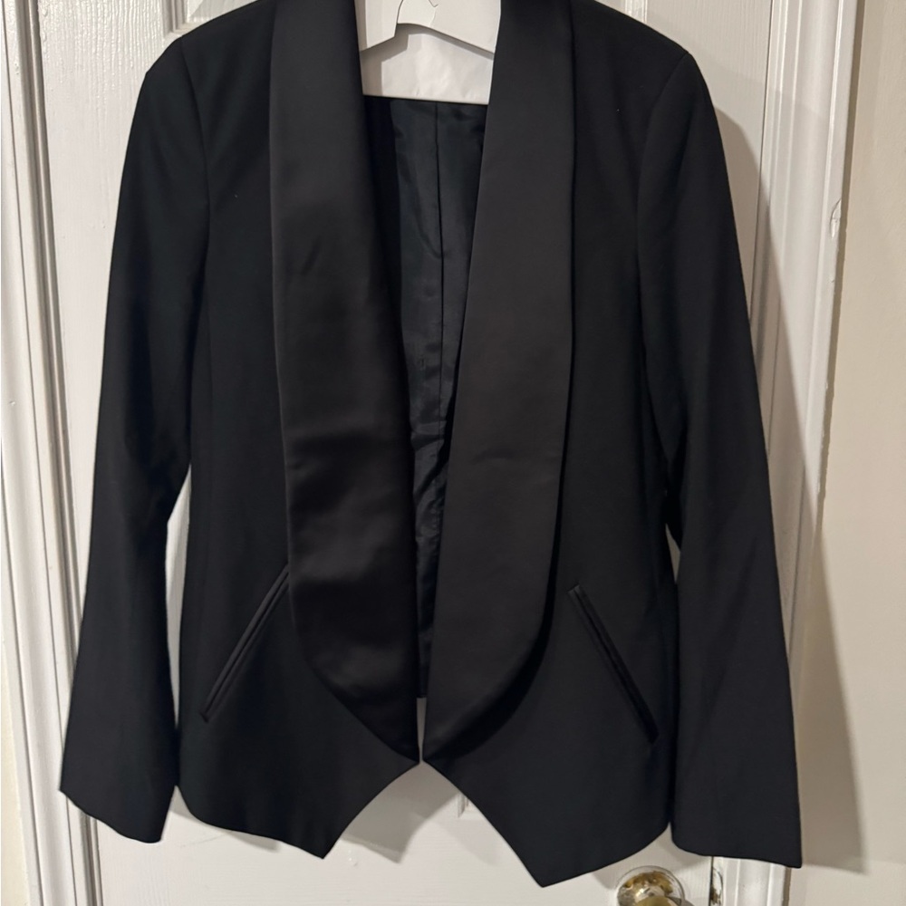 Michael Kors Black Satin Lapel Blazer